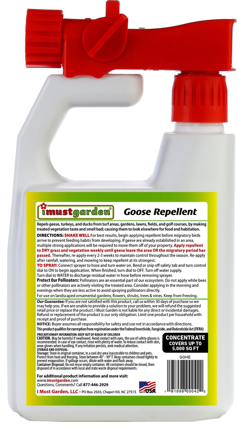 IMUSTGARDEN I Must Garden Goose Repellent Concentrate - 32oz Hose End Sprayer (Geese, Turkey, Ducks) - Image 2